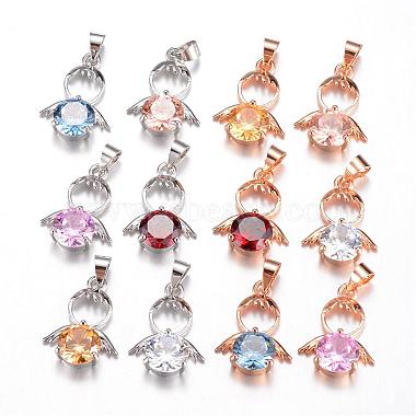 Mixed Color Mixed Color Angel & Fairy Brass+Cubic Zirconia Pendants