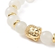 Bracelet extensible en pierre de lune blanche naturelle et tête de bouddha en alliage(BJEW-JB08913-01)-2