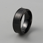 201 Stainless Steel Plain Band Ring for Men, Electrophoresis Black, Inner Diameter: 19mm(RJEW-WH0011-13B)