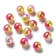 Rainbow ABS Plastic Imitation Pearl Beads, Gradient Mermaid Pearl Beads, Round, FireBrick, 11.5~12x11~11.5mm, Hole: 2mm, about 560pcs/500g(OACR-Q174-12mm-17)