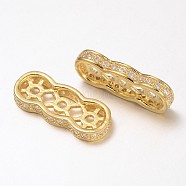 Filigree Brass Micro Pave Cubic Zirconia Spacer Bars, Golden, 18x7x2.5mm, Hole: 1mm(ZIRC-D043-G)