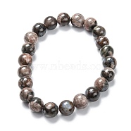 Natural Glaucophane Stretch Beaded Bracelets, Round, Inner Diameter: 2-1/8 inch(5.5cm), Beads: 8~9mm(G-A185-01W)