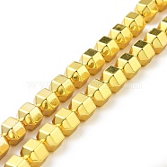 Electroplated Non-magnetic Synthetic Hematite Beads Strands, Bicone, Golden Plated, 9x10x8.5mm, Hole: 1.4mm, about 42pcs/strand, 16.30 inch(41.4cm)(G-G849-01G)