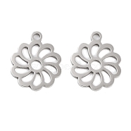 316 Stainless Steel Charms, Laser Cut, Stainless Steel Color, Flower, 15x12.5x1.5mm, Hole: 1.5mm(STAS-C096-10B-P)