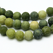 Round Frosted Natural TaiWan Jade Bead Strands, 8mm, Hole: 1mm, about 48pcs/strand, 15.5 inch(X-G-M248-8mm-02)