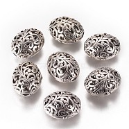 Tibetan Style Filigree Beads, Cadmium Free & Nickel Free & Lead Free, Oval, Antique Silver, 21x17x13mm, Hole: 3mm(TIBEB-A12556-FF-2)