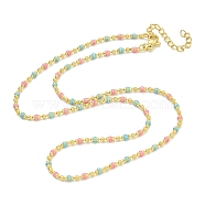 Brass Enamel Link Chain Necklaces, Lead Free & Cadmium Free & Nickel Free, Long-Lasting Plated, Real 18K Gold Plated, Colorful, 17.44 inch(44.3cm)(NJEW-H039-01G-01)