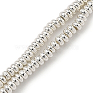 Electroplated Synthetic Non-Magnetic Hematite Beads Strands, Rondelle, Silver Plated, 5x3x1mm, Hole: 0.7mm, about 401pcs/strand, 16.38''(41.6cm)(G-I360-C02-04)