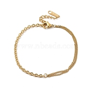 Ion Plating(IP) 304 Stainless Steel Oval & Curb Chain Bracelet for Women, Real 14K Gold Plated, 6-3/4 inch(17cm)(BJEW-G667-13G)
