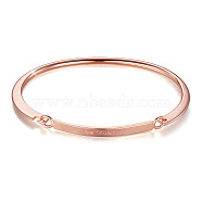 SHEGRACE Brass Bangles, with Word Love Yourself, Rose Gold, 2-3/8 inchx1-7/8 inch(6x4.8cm)(JB616A)