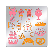 Food Theme Stainless Steel Cutting Dies Stencils, for DIY Scrapbooking/Photo Album, Decorative Embossing DIY Paper Card, Matte Stainless Steel Color, Dessert Pattern, 156x156mm(DIY-WH0279-148)