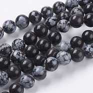 Natural Snowflake Obsidian Beads Strands, Round, 8mm, Hole: 1mm, about 24pcs/strand, 7.6 inch(X-G-G515-8mm-01)