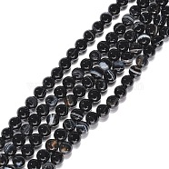 Natural Striped Agate/Banded Agate Beads Strands, Round, Dyed, Black, 6mm, Hole: 1mm, about 63pcs/strand(X-G-G391-6mm-01)