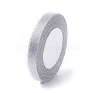 Glitter Metallic Ribbon, Sparkle Ribbon, DIY Material for Organza Bow, Double Sided, Silver Metallic Color, Size: about 1/2 inch(12mm) wide, 25yards/roll(22.86m/roll)(X-RS12mmY-S)