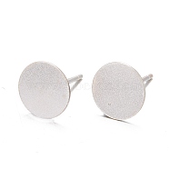 925 Sterling Silver Stud Earring Findings, Earring Posts Carved with 925, Silver, 11.5mm, tray: 8mm, Pin: 0.8mm(X-STER-K167-045G-S)