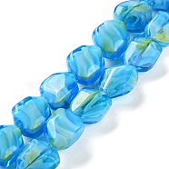 Handmade Gold Sand Lampwork Beads Strands, Nuggets, Sky Blue, 12x11x7mm, Hole: 1mm, about 50pcs/strand, 23.62''(60cm)(LAMP-U001-01A)