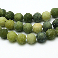 Round Frosted Natural TaiWan Jade Bead Strands, 8mm, Hole: 1mm, about 48pcs/strand, 15.5 inch