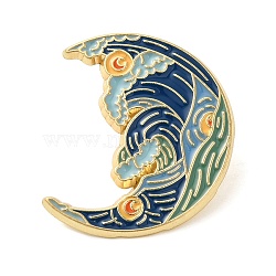 Alloy Enamel Pin Brooch, for Clothes Backpack, Moon, 32x24mm(JEWB-B021-02G-05)