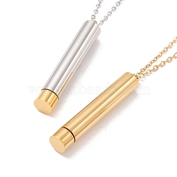 304 Stainless Steel Column Pendant Necklace, for Hidden Message Necklace Making, Golden & Stainless Steel Color, 18.1 inch(46cm)(NJEW-P262-14)