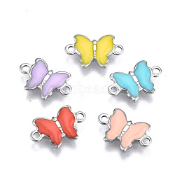 304 Stainless Steel Enamel Links Connectors, Nickel Free, Butterfly, Stainless Steel Color, Mixed Color, 6.5x10x1mm, Hole: 1mm(STAS-Q241-01-NF)
