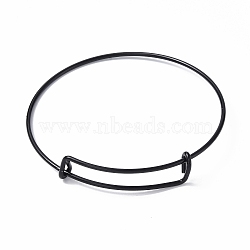 Adjustable 304 Stainless Steel Wire Bangle Making, Electrophoresis Black, Inner Diameter: 2-1/2 inch(6.5cm)(MAK-F286-03EB)