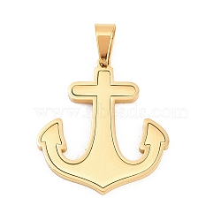 304 Stainless Steel Pendants,  Anchor Charms, Brushed Finish, PVD Vacuum Plating, Long-Lasting Plated, Golden, 32x29.5x2.5mm, Hole: 9x5mm(STAS-B137-01G)