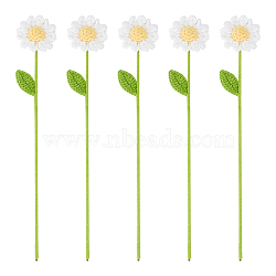 Crochet Polyester Yarn Daisy Flower Ornaments, Artificial Flower, for Home Decorations, White, 320mm(AJEW-WH0258-691)