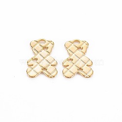 Brass Charms, Nickel Free, Bear, Real 18K Gold Plated, 13x9.5x1mm, Hole: 1.2mm(X-KK-S364-073)