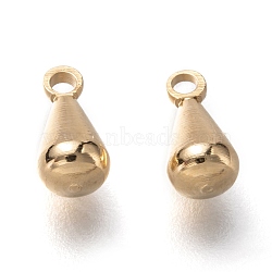 Brass Charms, Chain Extender Drop, Long-Lasting Plated, Teardrop, Real 24K Gold Plated, 7.5x4mm, Hole: 2mm(KK-H759-47C-G)