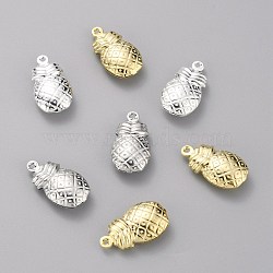 Brass Pendants, Long-Lasting Plated, Pineapple, Mixed Color, 18x10x5mm, Hole: 1mm(KK-Z007-09)