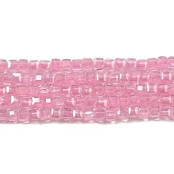 Cubic Zirconia Bead Strands, Faceted Square, Flamingo, 2.5x2.5x2.5mm, Hole: 0.6mm, about 159~160pcs/strand, 14.57''~14.76''(37~37.5cm)(ZIRC-P109-01A-04)