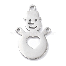 Christmas Theme Anti-Tarnish 304 Stainless Steel Pendants, Laser Cut, Stainless Steel Color, Snowman, 23.5x14.5x1mm, Hole: 1.4mm(STAS-R003-04P-01)