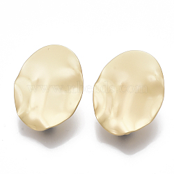 Smooth Surface Alloy Stud Earring Findings, for DIY Earring Making, with Loop and Steel Pin, Wavy, Oval, Matte Gold Color, 25x20mm, Hole: 4mm, Pin: 0.7mm
(X-PALLOY-T064-35MG)