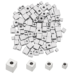 120Pcs 4 Style 304 Stainless Steel Beads, Cube, Stainless Steel Color, 30pcs/style(STAS-UN0021-05P)