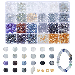 DICOSMETIC DIY Beads Jewelry Making Finding Kit, Including Glass & Natural Trumpet Shell & Plastic Beads, Mixed Color, 5~13x5~13x2~9mm, Hole: 0.5~2.2mm(DIY-DC0003-06)