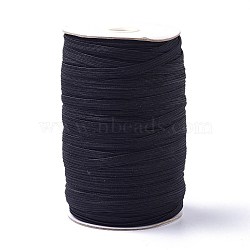 (Defective Closeout Sale: Spool Go Mouldy), Flat Elastic Band, Braided Stretch Strap Cord Roll for Sewing Crafting and Mask Making, Black, 8~8.5mm, about 100yards/roll(300 feet/roll)(SRIB-XCP0001-10A-B)