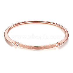 SHEGRACE Brass Bangles, with Word Love Yourself, Rose Gold, 2-3/8 inchx1-7/8 inch(6x4.8cm)(JB616A)