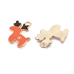 Christmas Theme Alloy Enamel Pendants, Cadmium Free & Lead Free, Light Gold, Deer, 20x16x1.5mm, Hole: 1.8mm(ENAM-T020-10Q)