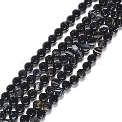 Natural Black Agate Beads Strands, Round, Dyed & Heated, Black, 6mm, Hole: 1mm, about 63pcs/strand(X-G-G391-6mm-01)