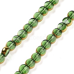 Electroplate Glass Beads Strands, Faceted, Flat Round, Lime Green, 4.5x3mm, Hole: 0.8mm, about 70pcs/strand, 11.38 inch(28.9cm)(EGLA-C005-03E)