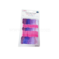 12 Skeins 12 Colors 6-Ply Polyester Embroidery Floss, Cross Stitch Threads, Gradient Color, Medium Purple, 0.4mm, about 8.75 Yards(8m)/Skein(PW-WG76902-07)