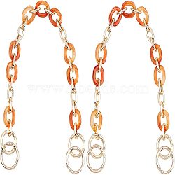 Alloy & Acrylic Cable Chain Bag Straps, with Alloy Spring Gate Ring, Bag Replacement Accessories, Dark Orange, 480x22x14mm(FIND-WH0014-07)