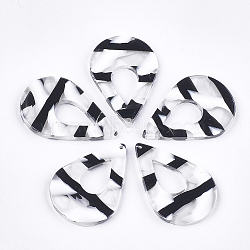 Cellulose Acetate(Resin) Pendants, teardrop, White, 36x24x2.5mm, Hole: 1.2mm(X-KY-T008-24A)