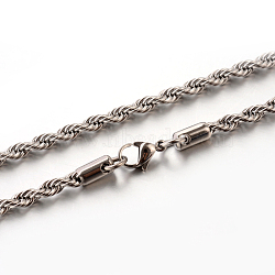 304 Stainless Steel Rope Chain Necklaces, Stainless Steel Color, 23.6 inch(59.9cm), 4mm(X-STAS-M174-013P)