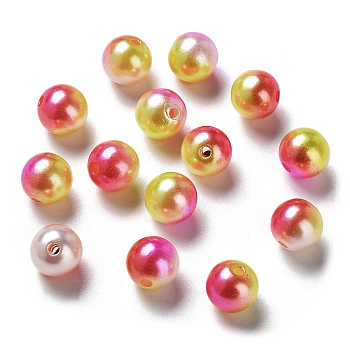 Rainbow ABS Plastic Imitation Pearl Beads, Gradient Mermaid Pearl Beads, Round, FireBrick, 11.5~12x11~11.5mm, Hole: 2mm, about 560pcs/500g