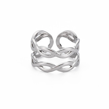 304 Stainless Steel Infinity Cuff Ring, Hollow Open Ring for Women, Stainless Steel Color, US Size 7(17.3mm)