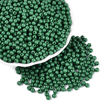 Opaque Acrylic Beads, Round, Sea Green, 4mm, Hole: 1.2~1.4mm, about 16665pcs/500g
