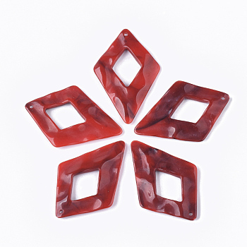 Acrylic Big Pendants, Imitation Gemstone Style, Kite, FireBrick, 59x39x5.5mm, Hole: 2mm, about 135pcs/500g