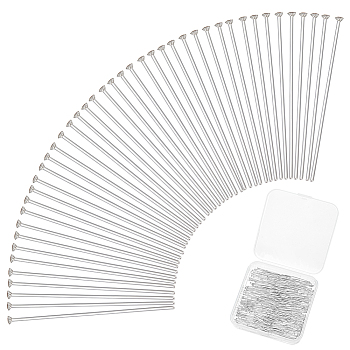 Elite 400Pcs 304 Stainless Steel Flat Head Pins, Stainless Steel Color, 35x0.6mm, 22 Gauge, Head: 1.4mm