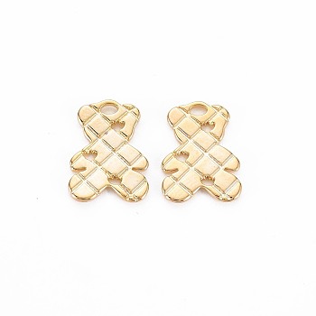 Brass Charms, Nickel Free, Bear, Real 18K Gold Plated, 13x9.5x1mm, Hole: 1.2mm